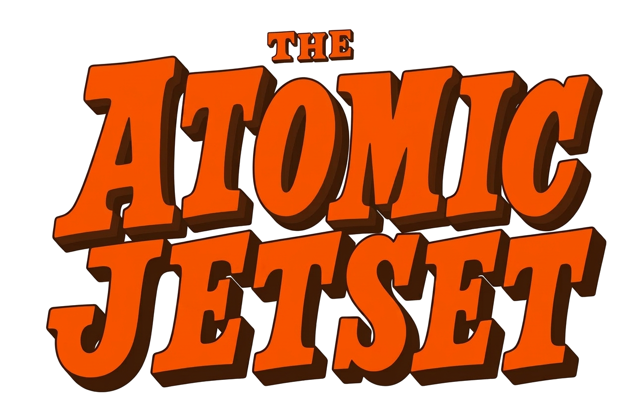 The Atomic Jetset band logo — retro atomic-age starburst with the band name in chunky slab letters